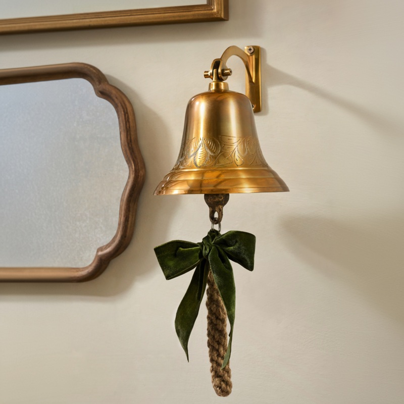 Polished Brass Etched Wall Bell