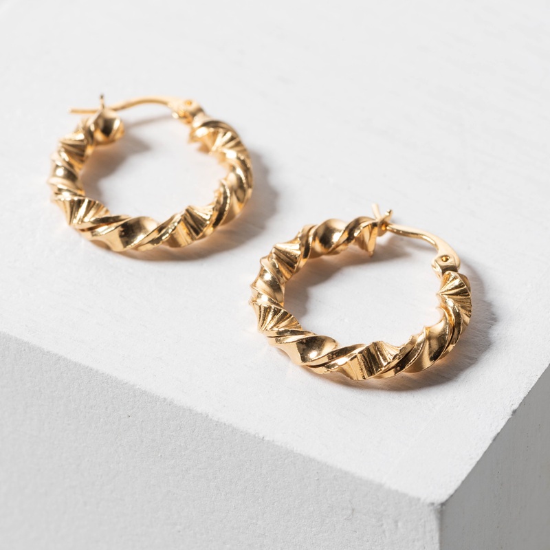Gold Twist Hoop Earrings