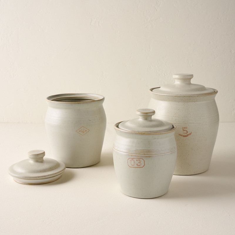 French Grey Embossed Stripe Canister