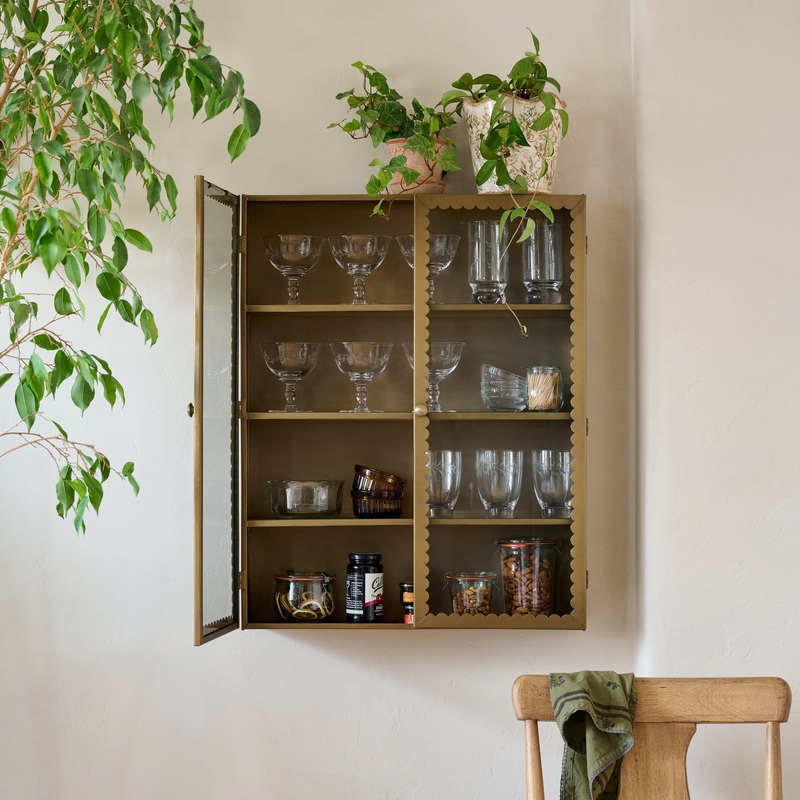 Dottie Brass Scalloped Display Cabinet