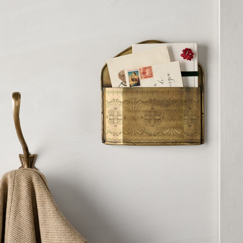 Etched Brass Wall Card Holder