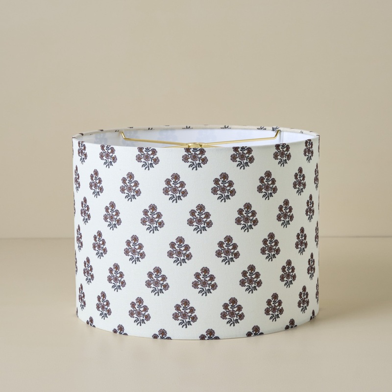 Floral Block Print Drum Shade