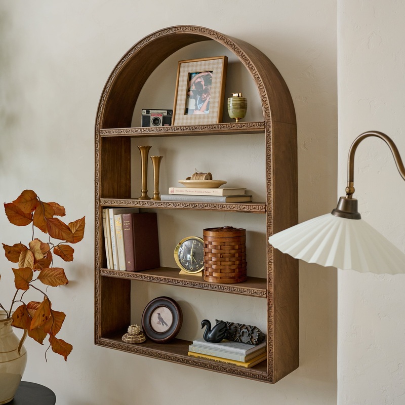 Hand Carved Wooden Archer Shelf