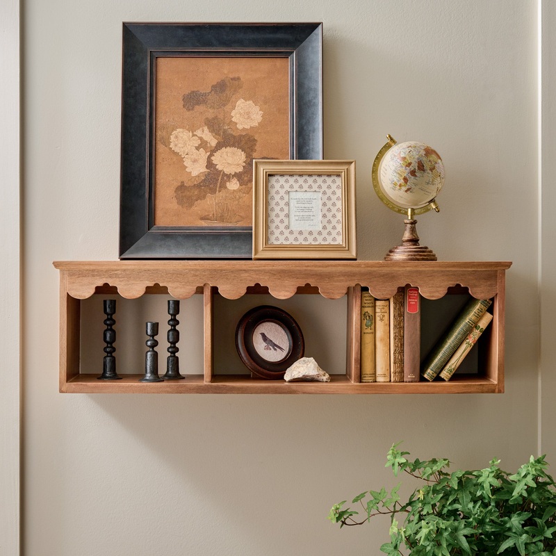 Linnea Antiqued Wood Cubby Shelf