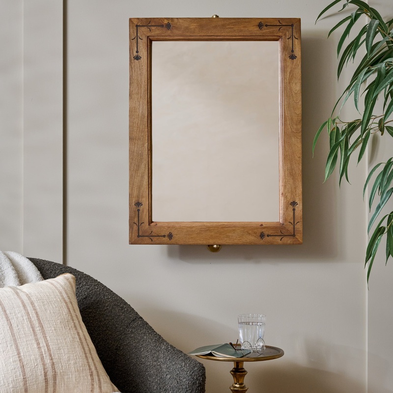Penelope Wood and Brass Swivel Mirror