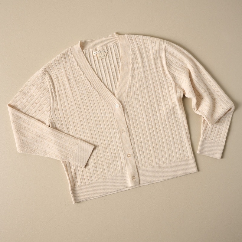 Pointelle Oatmeal Cardigan