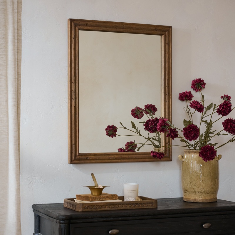 Tulip Etched Wood Framed Mirror