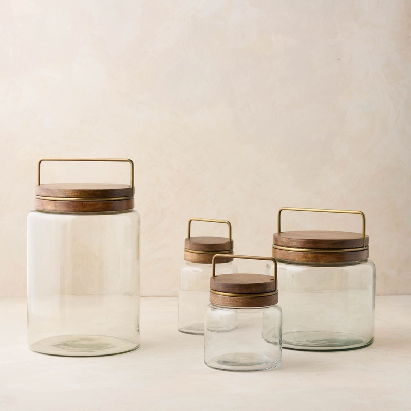 Wood with Antique Brass Canister