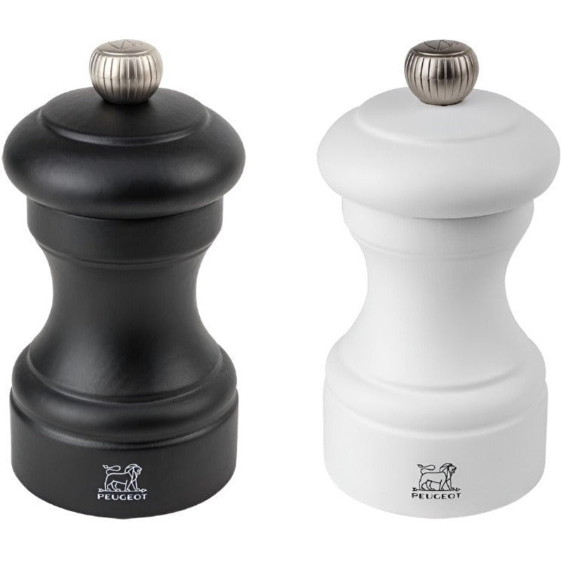 Peugeot - Bistro 4" Wood White/Black Salt & Pepper Mills, Set of 2 (10cm) - 2/24291