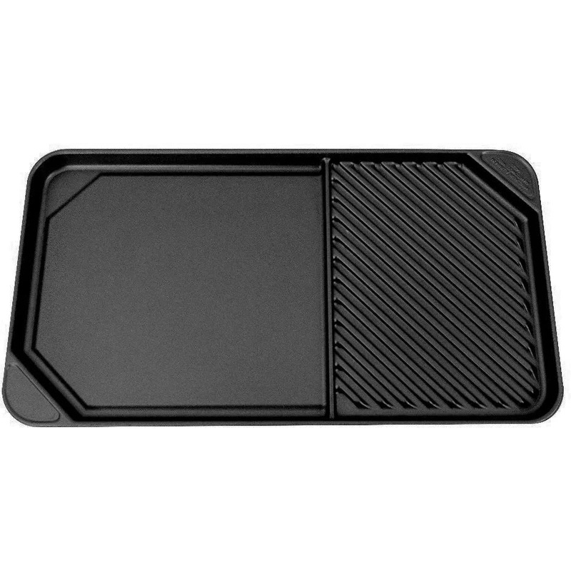 All American - 20.5" x 11.5" Black Cast Aluminum Side By Side Griddle/Grill - 6040A