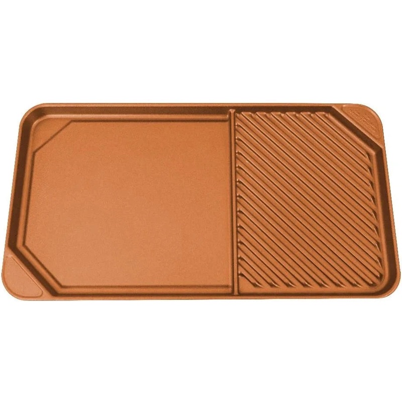 All American - 20.5" x 11.5" Copper Aluminum Side By Side Griddle/Grill - 6040AOR