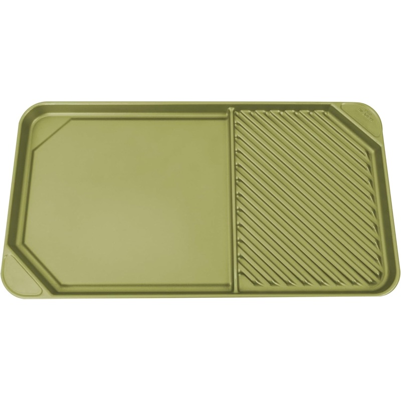 All American - 20.5" x 11.5" Olive Cast Aluminum Side By Side Griddle/Grill - 6040AGR