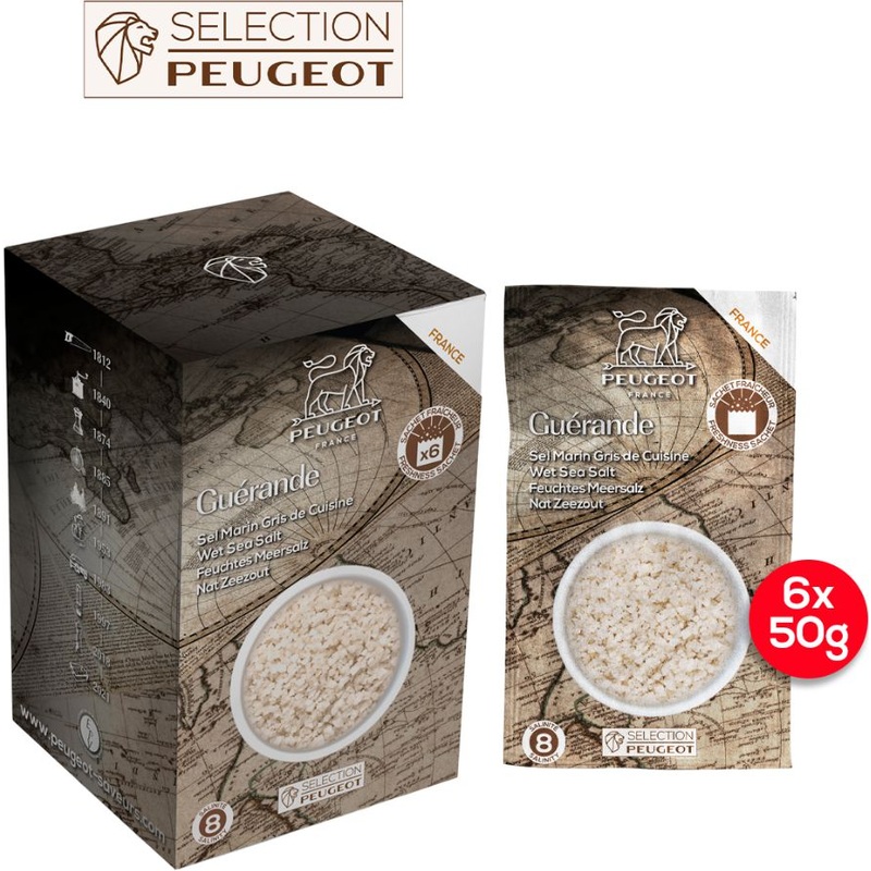 Peugeot - 6 x 50 g Sachets of Wet Sea Salt - 42752