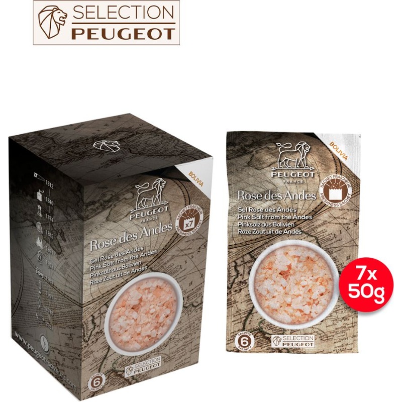 Peugeot - 7 x 50g Sachets of Bolivian Pink Rock Salt - 42738