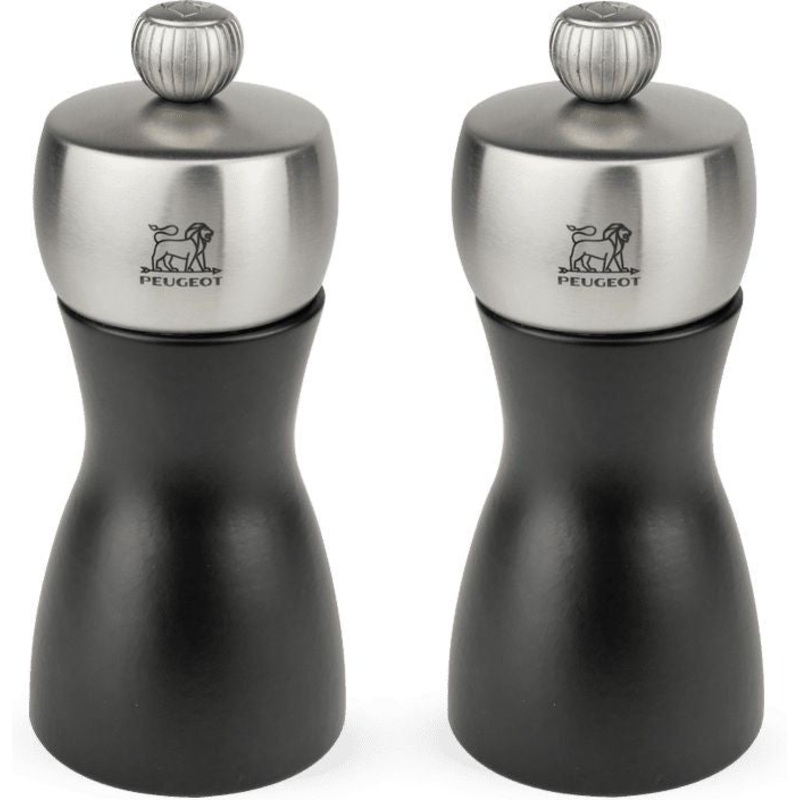 Peugeot - Fidji 5" Wood/Stainless Black Pepper and Salt Mills, Set of 2 (12 cm) - 2/21283