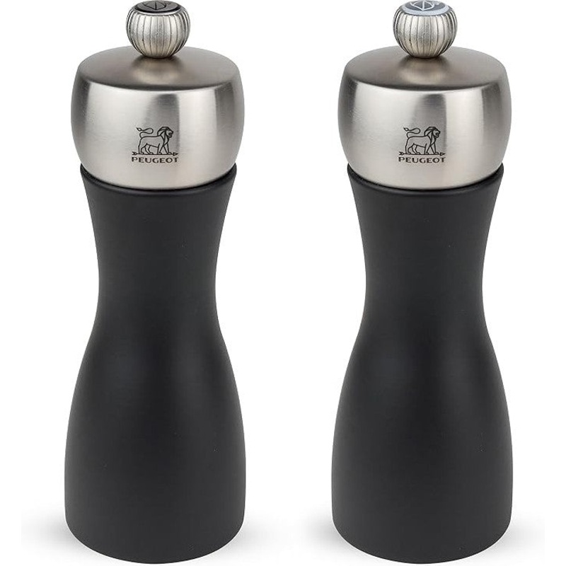 Peugeot - Fidji 6" Wood/Stainless Black Pepper and Salt Mills, Set of 2 (15 cm) - 2/17132