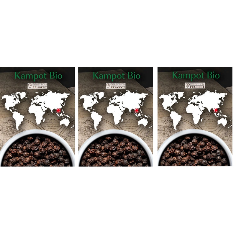 Peugeot - Kampot 3 x 20g Sachets of Cambodian Organic Black Pepper, Pack of 3 - 42462