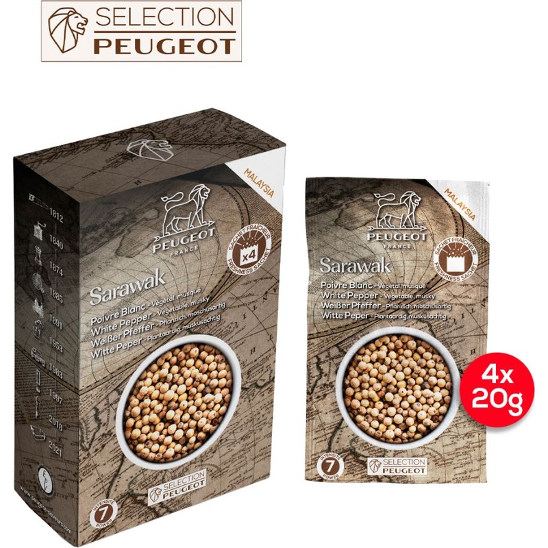 Peugeot - Sarawak 4 x 20 g Sachets of Malaysian White Pepper - 42424