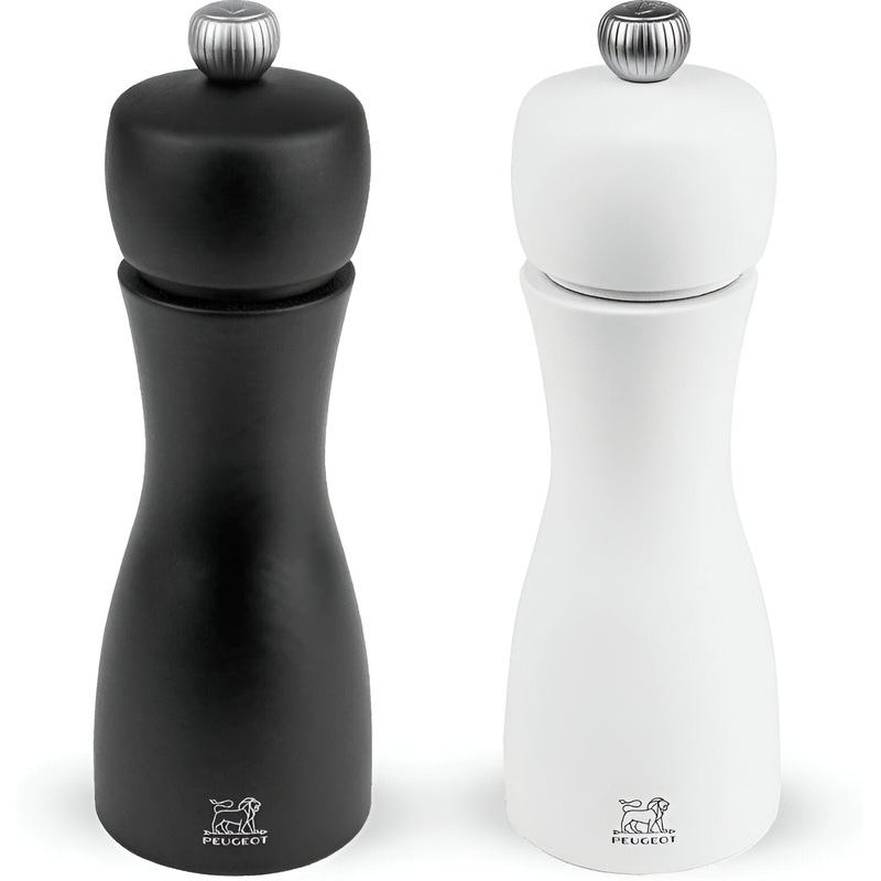 Peugeot - Tahiti 6" Wood Matte Black, White Tones Salt and Pepper Mills, Set of 2  (15 cm) - 2/24260