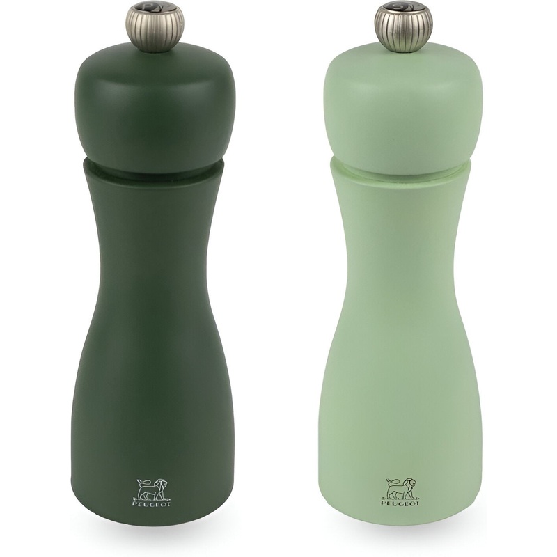 Peugeot - Tahiti 6" Wood Moss Green & Mint Green Tones Salt and Pepper Mills, Set of 2  (15 cm) - 2/42950