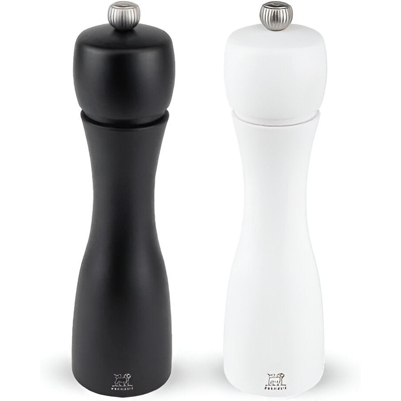 Peugeot - Tahiti 8" Wood Matte Black, White Tones Salt and Pepper Mills, Set of 2 (20 cm) - 2/24277