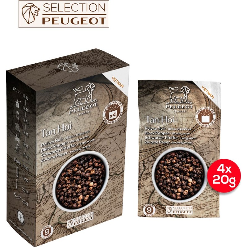 Peugeot - Tan Hoi 4 x 20 g Vietnamese Black Pepper - 42417