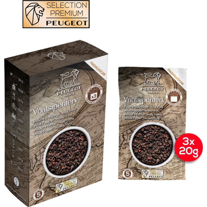 Peugeot - Voatsiperifery 3 x 20 g Sachets of Madagascan Wild Pepper - 42493