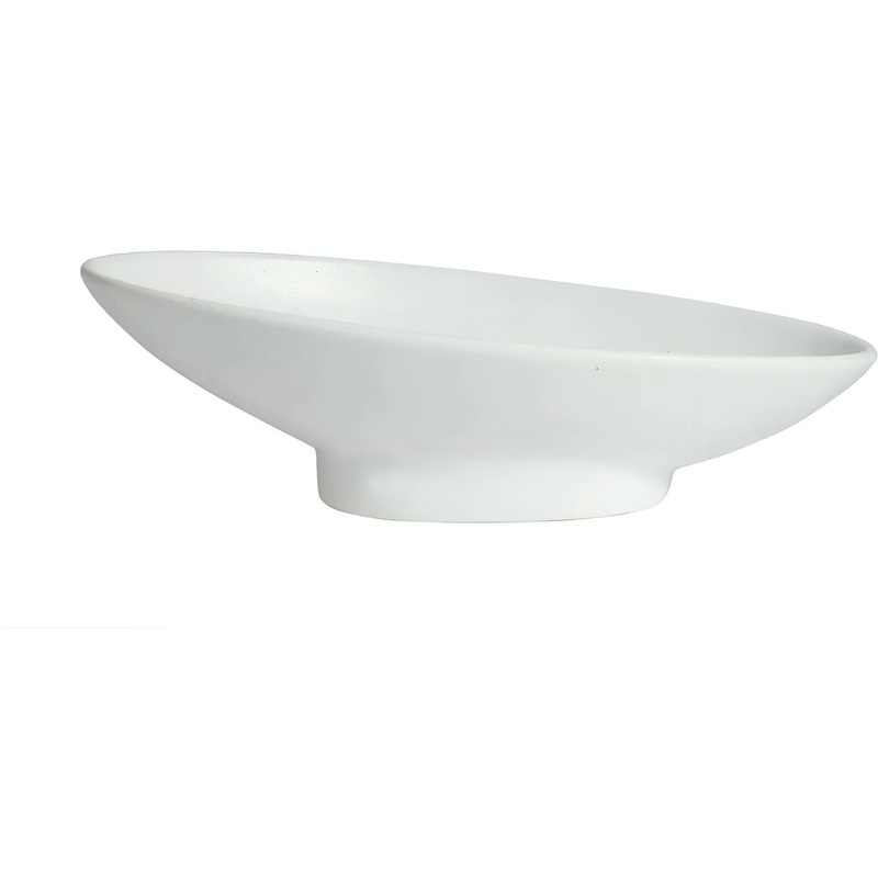 Bugambilia - Mod 43.93 Oz White Large Oval Sphere Bowl With Glossy Smooth Finish - BO204-MOD-WW