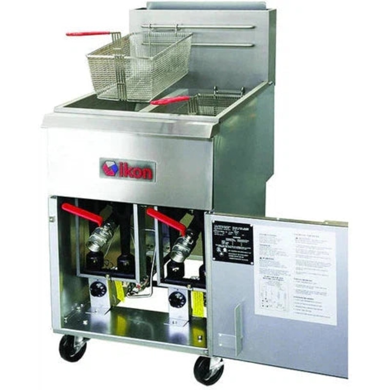 IKON COOKING - 40-40 lb Stainless Steel Gas Floor Full Pot Fryer  - IGF-40/40 NG