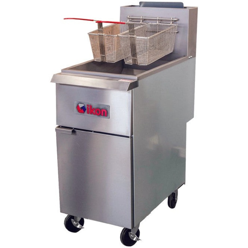 IKON COOKING - 75-80 lb Stainless Steel Gas Floor Full Pot Fryer - IGF-75/80