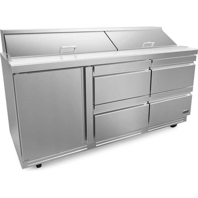 Fagor - 115V, 18 cu. ft. Single Door Refrigerated Salad/Sandwich Prep Table With Four Drawer - FST-72-18-D4-N