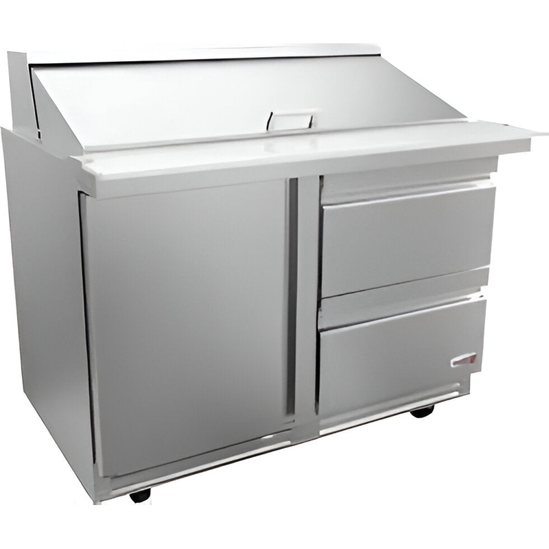 Fagor - 115V, cu. 16 ft. Single Door Refrigerated Salad/Sandwich Prep Table With Two Drawer - FST-60-16-D2-N