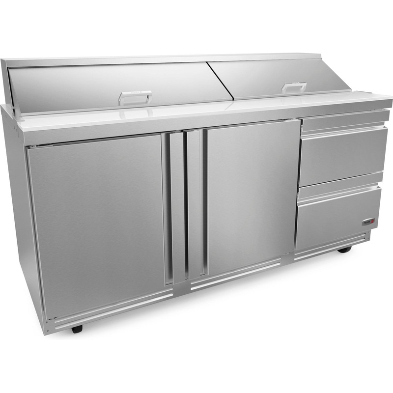 Fagor - 115V, cu. 18 ft. Double Door Refrigerated Salad/Sandwich Prep Table With Two Drawer - FST-72-18-D2-N