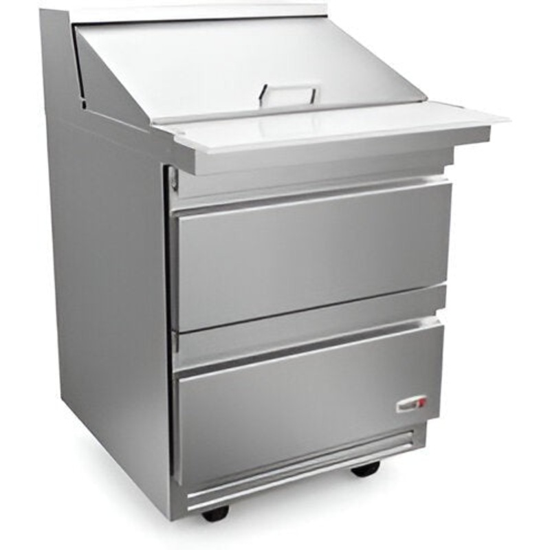 Fagor - FMT Series 115V, 27" Mega Top Refrigerated Salad/Sandwich Prep Table With Two Drawer - FMT-27-12-D2-N