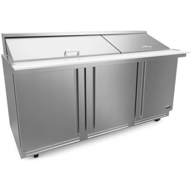 Fagor - FMT Series 115V, 30 72" Three Door Mega Top Refrigerated Salad/Sandwich  Prep Table - FMT-72-30-N