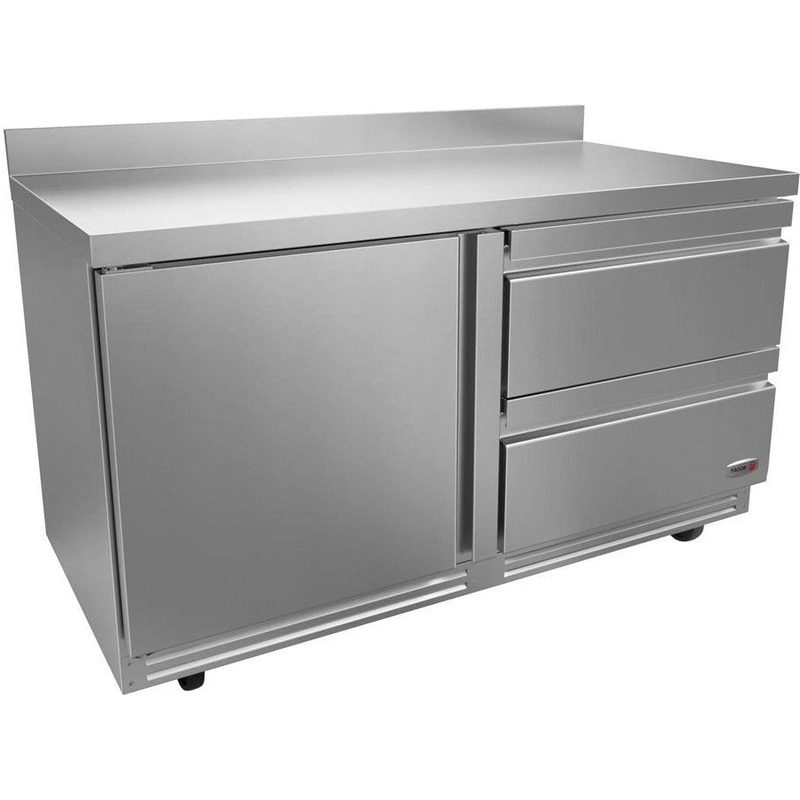 Fagor - FWR Series 115V, 60" Single Door Worktop Refrigerator With Two Drawers - FWR-60-D2-N