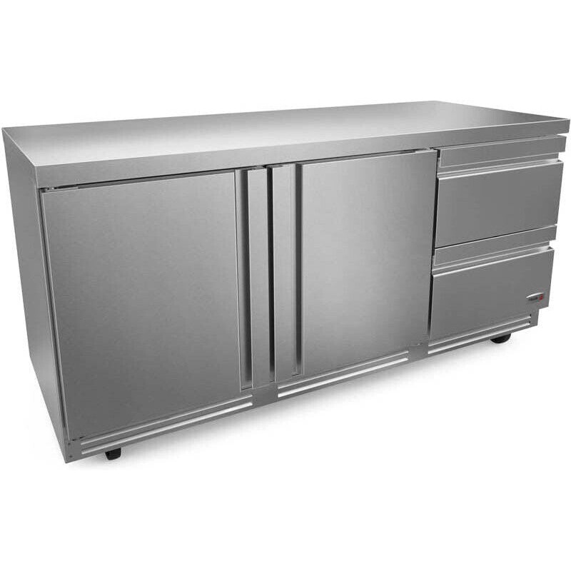 Fagor - FWR Series 115V, 72" Two Doors Worktop Refrigerator With Two Drawer - FWR-72-D2-N