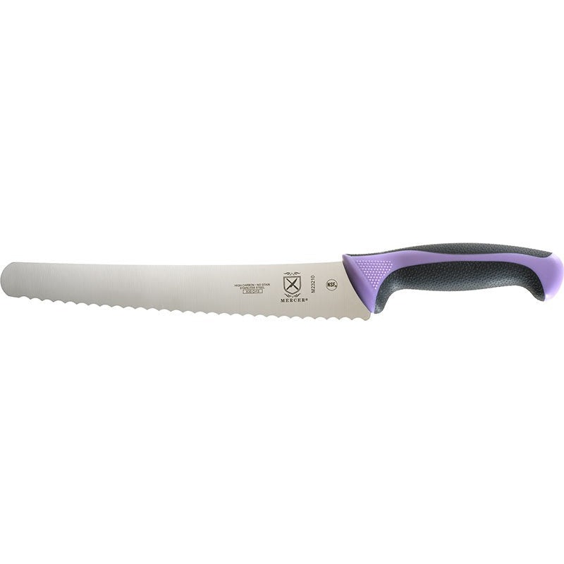 Mercer - 10" Japanese Steel Wavy Edge Wide Bread Knife with Purple Handle - M23210PU