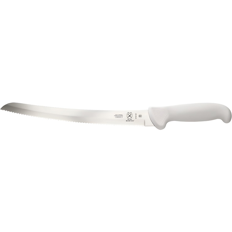 Mercer - Ultimate White 10" Stainless Steel Wavy Edge Curved Bread Knife with White Handle - M18132
