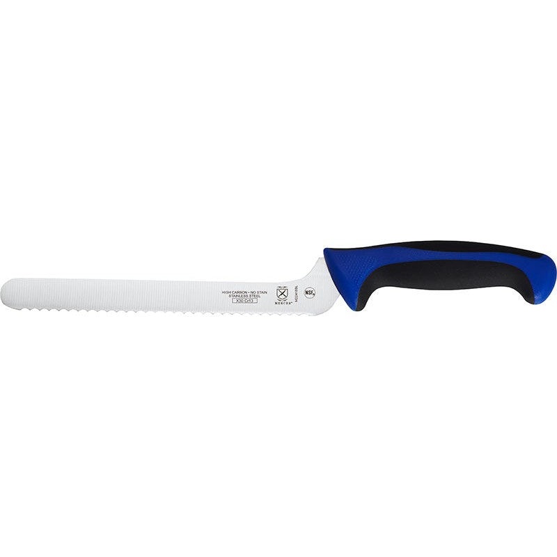 Mercer - Ultimate White 8" Japanese Steel Wavy Edge Offset Bread Knife with Blue Handle - M22418BL