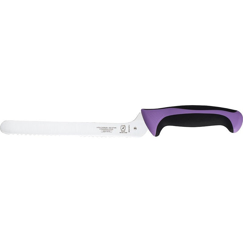 Mercer - Ultimate White 8" Japanese Steel Wavy Edge Offset Bread Knife with Purple Handle - M22418PU