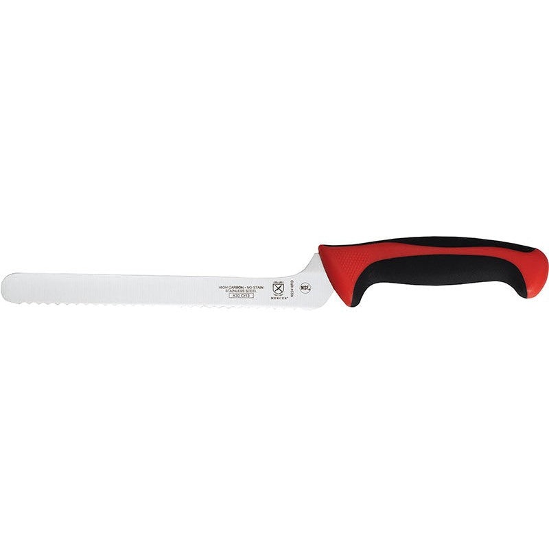 Mercer - Ultimate White 8" Japanese Steel Wavy Edge Offset Bread Knife with Red Handle - M22418RD