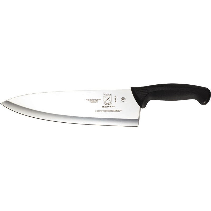 Mercer - 10" Japanese Steel Hollow Ground Wide Chef's Knife with Black Handle - M18010