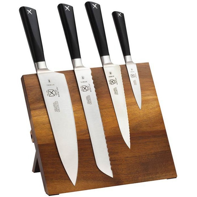 Mercer - 9.5" x 8.6" x 0.75" Acacia Magnetic Board with German Steel Knives, Pack Of 5 - M21990AC