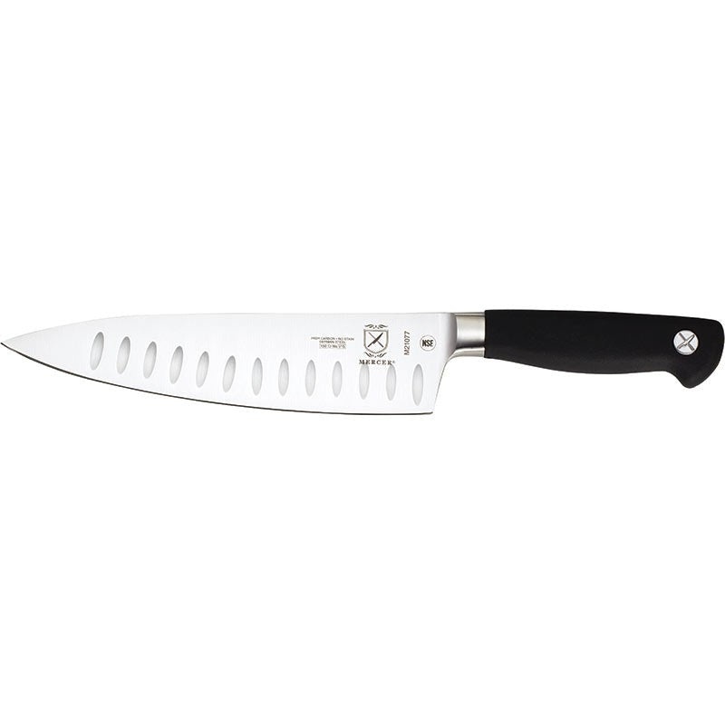 Mercer - Genesis 8" German Steel Short Bolster Granton Edge Chef's Knife with Black Handle - M21077