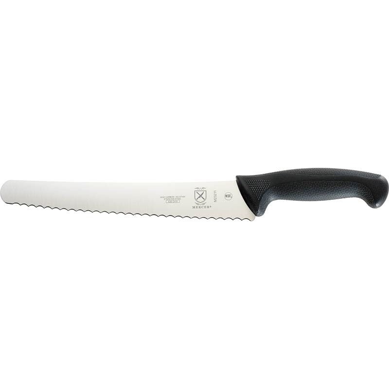 Mercer - Millennia 10" Japanese Steel Left Handed Wavy Edge Wide Bread Knife with Black Handle - M23211