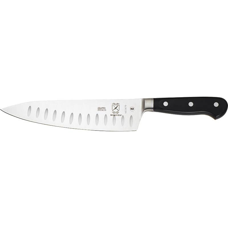 Mercer - Renaissance 8" German Steel Granton Edge Chef's Knife with Black Handle - M23670