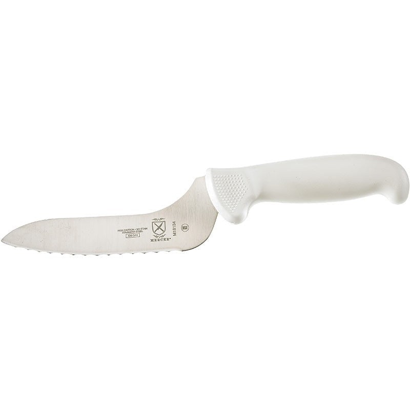 Mercer - Ultimate 6" Japanese Steel Wavy Edge Offset Bread Knife with White Handle - M18134