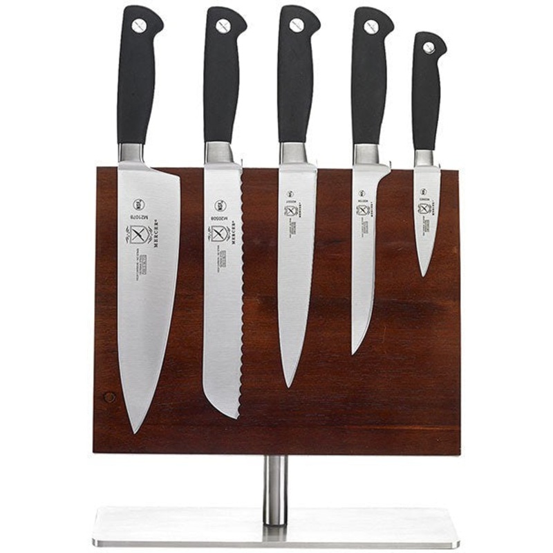 Mercer - Genesis 11.3" x 9" Leaflet Acacia Magnetic Board with German Steel Knives Pack - M21942