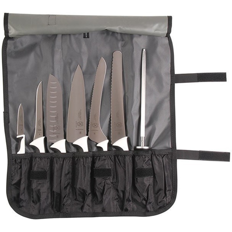 Mercer - Millennia Black Knife Roll with Japanese Steel Knives with Black Handle, Pack Of 8 - M21820
